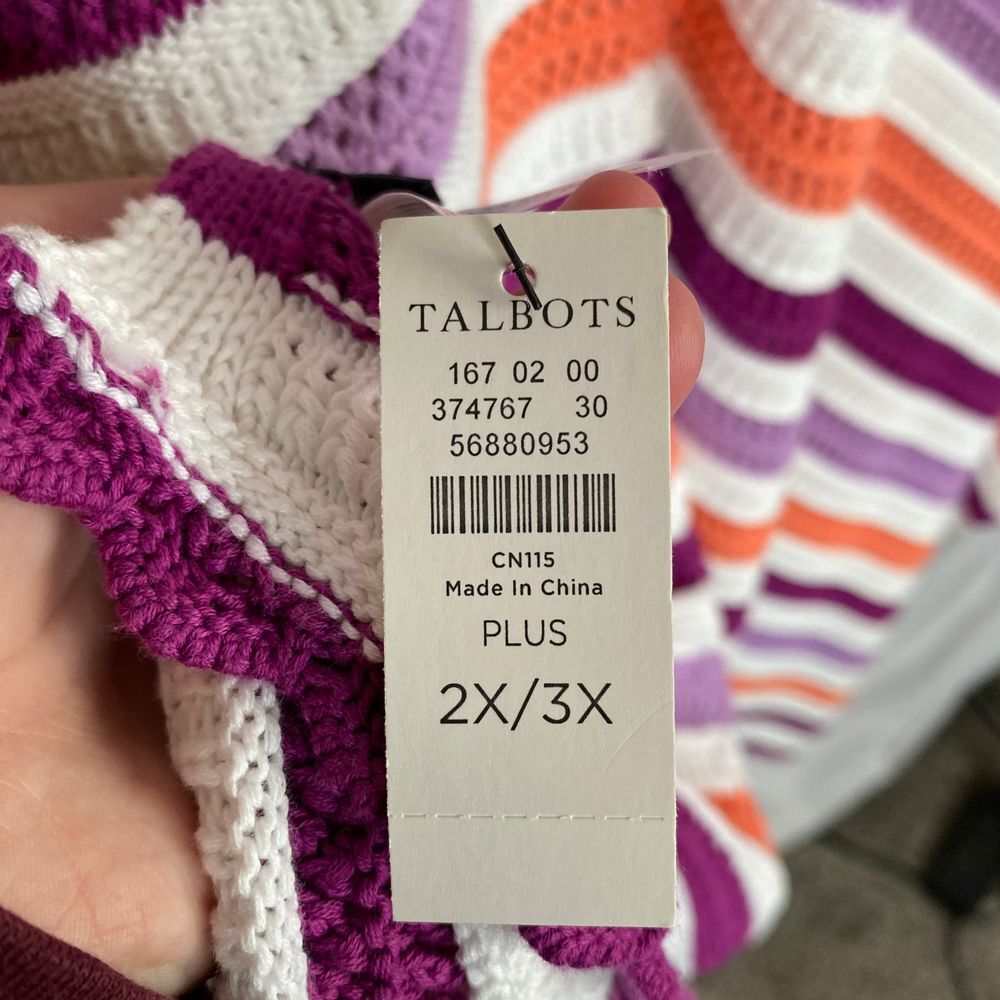 Talbots Purple and Orange Striped Poncho - Picture 11 of 16